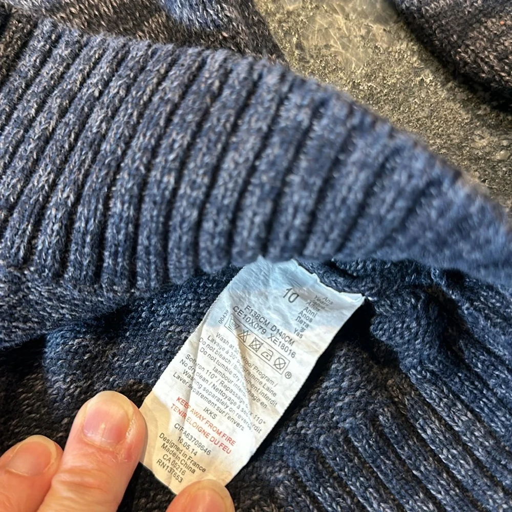 IKKS Toddler Boys Knitted Sweater navy & Heathered Blue Size 10